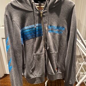 Bottlerock Aviator Nation Gray and Blue Zip-Up Sweater hoodie